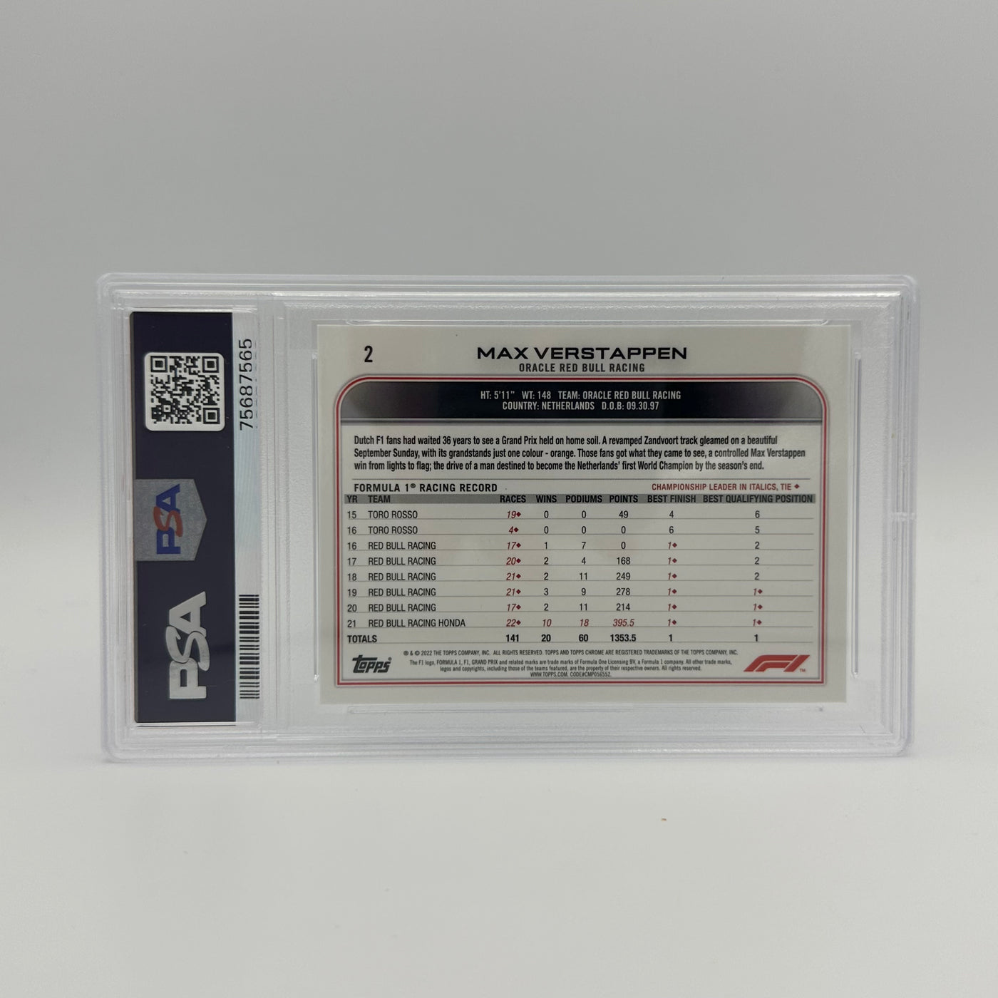 PSA 8 - Max Verstappen #2 - Sapphire Edition - SSP - Image Variation