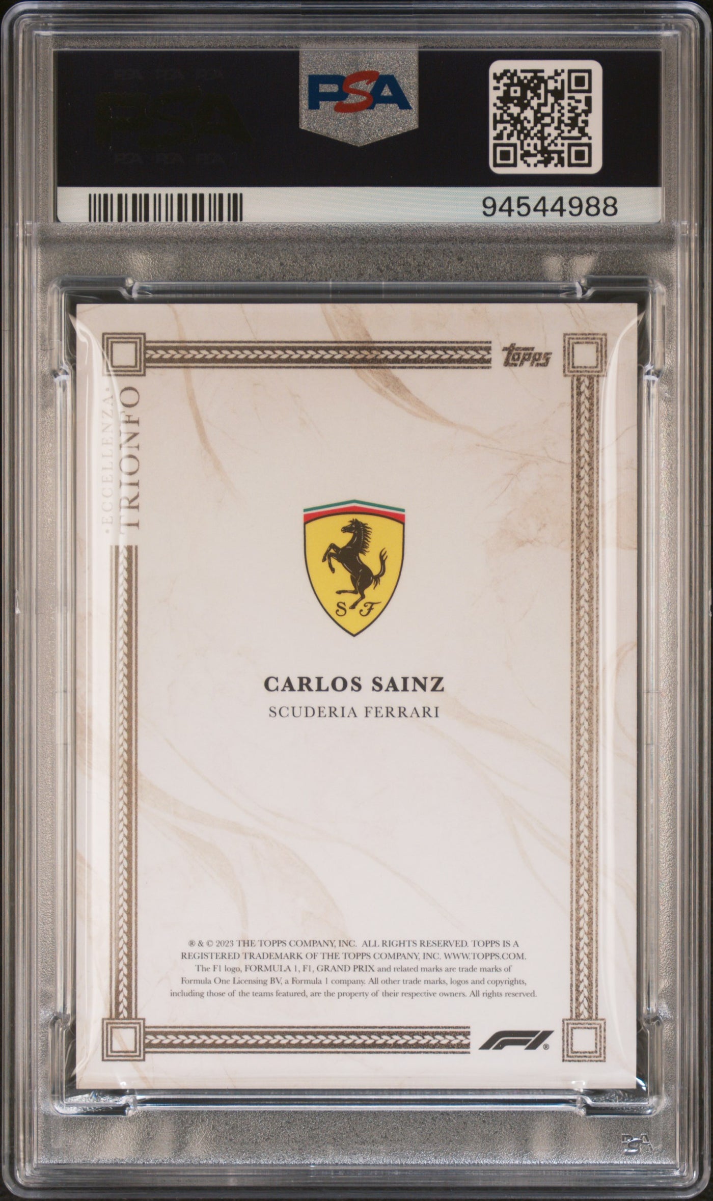 1/1 Gold - Carlos Sainz - 2023 Topps Eccellenza - Trionfo - PSA9