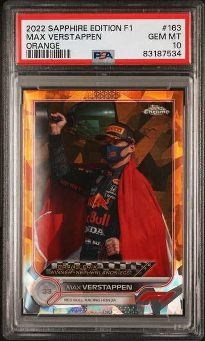 PSA 10 - /25 Max Verstappen #163 - Orange - 2022 Topps Chrome F1