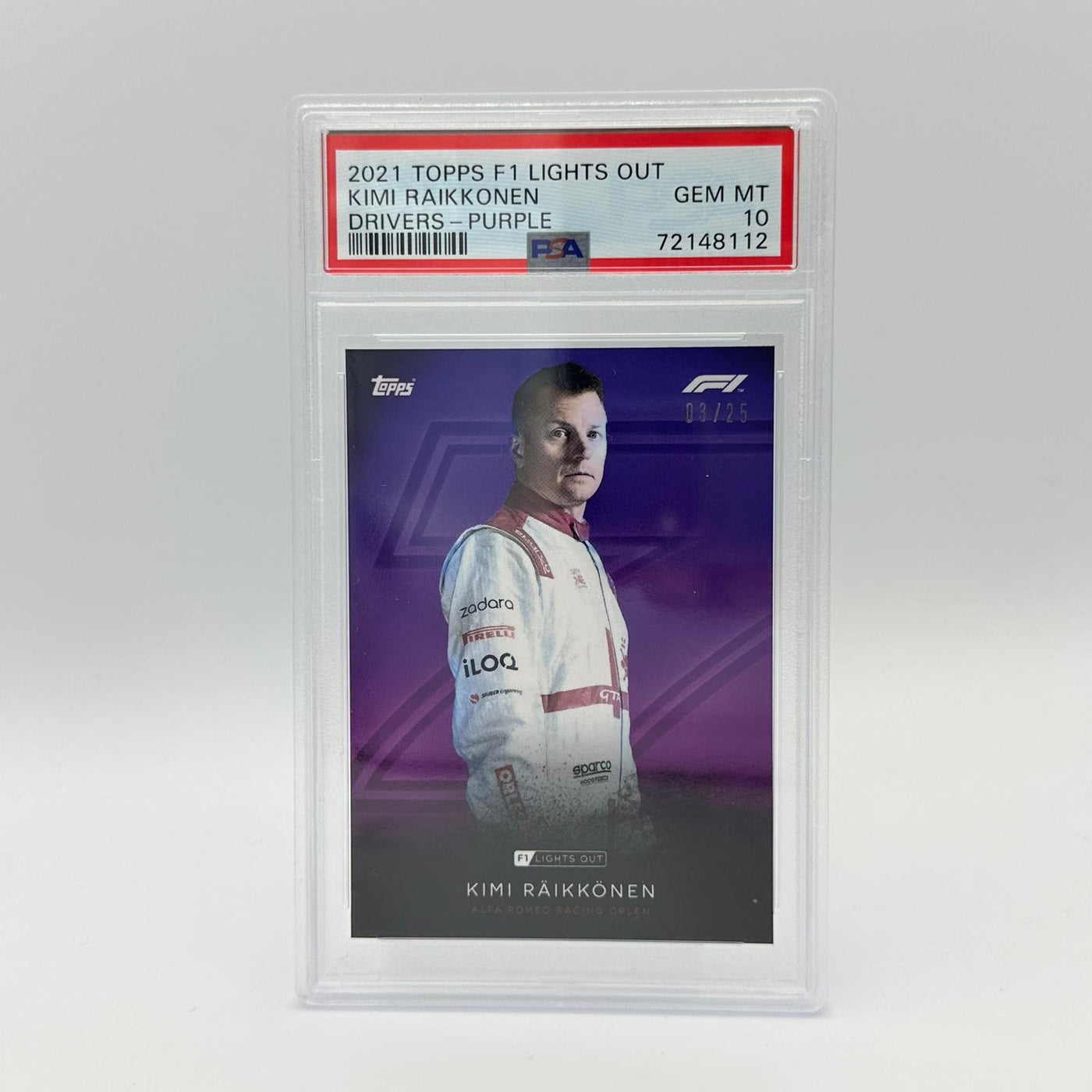 PSA 10 - 03/25 Kimi Raikkonen - Drivers - Purple Parallel