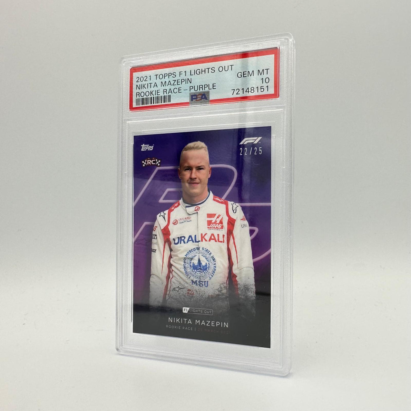 PSA 10 - 22/25 Nikita Mazepin - Rookie Race - Purple Parallel