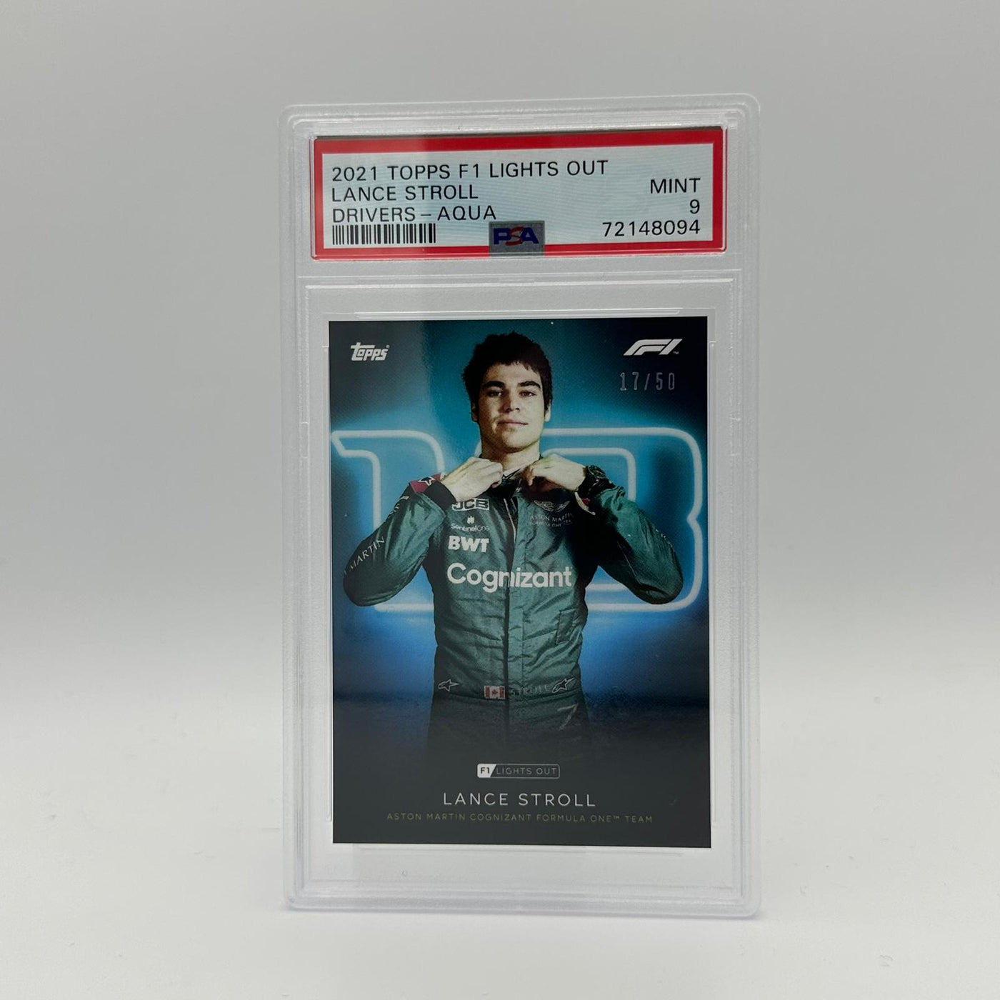 PSA 9 - 17/50 Lance Stroll - Drivers -  Aqua Parallel