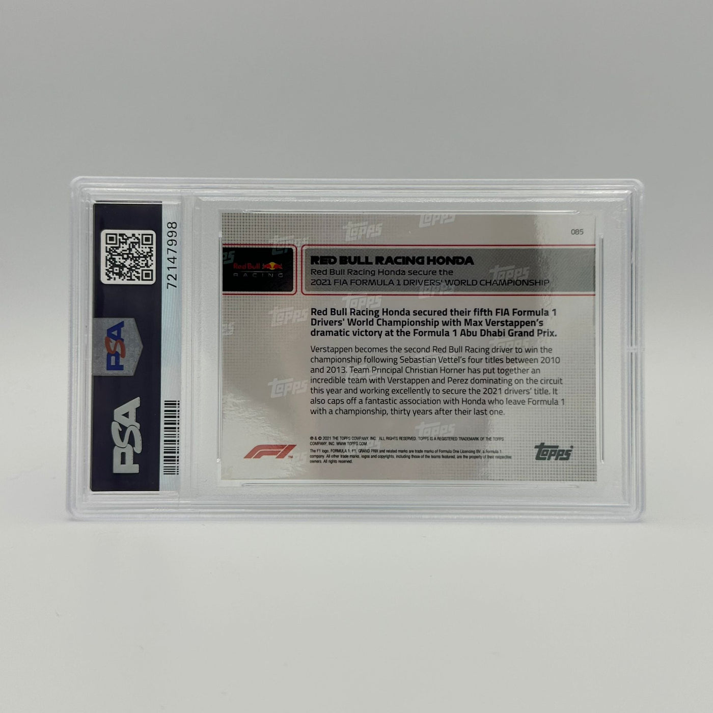 PSA 9 - 48/99 - Red Bull Racing Honda - Secure The Drivers' World Championship #85