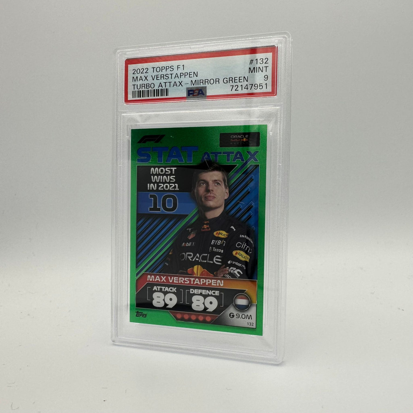 PSA 9 - 497/500 - Max Verstappen #132 - Stat Attax - Mirror Green