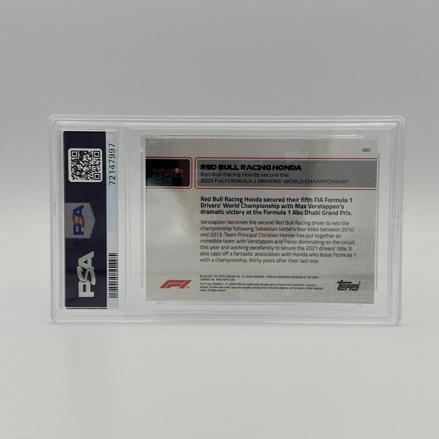 PSA 9 - 84/99 - Red Bull Racing Honda - Secure The Drivers' World Championship #85