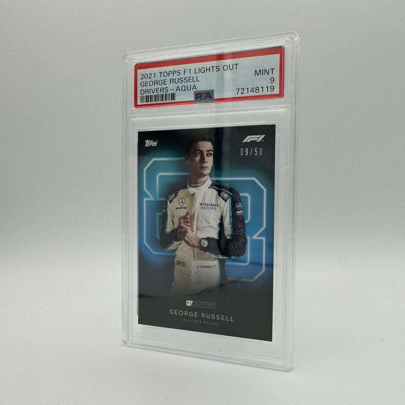 PSA 9 - 09/50 George Russell - Drivers - Aqua Parallel