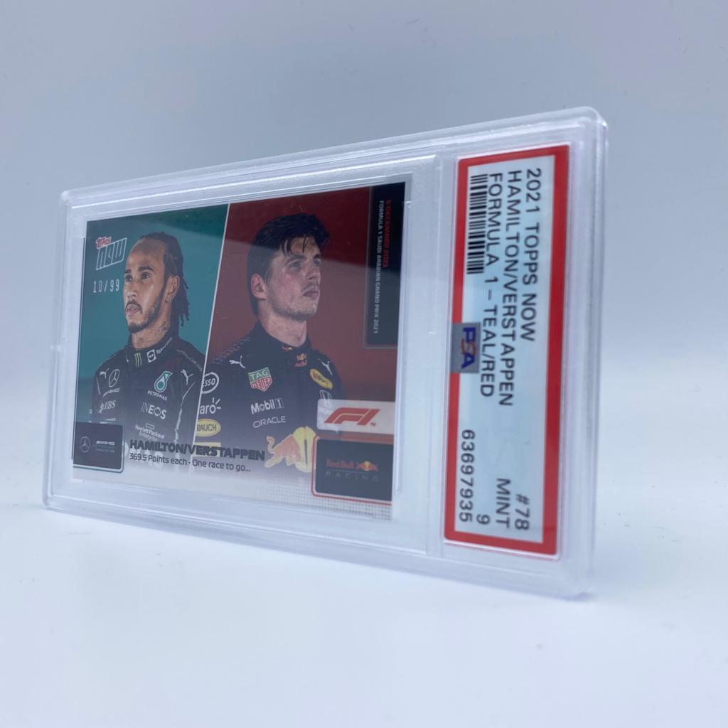 PSA 9 - 10/99 Hamilton/Verstappen #78 - 369.5 Points each - Teal/Red