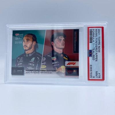 PSA 9 - 10/99 Hamilton/Verstappen #78 - 369.5 Points each - Teal/Red